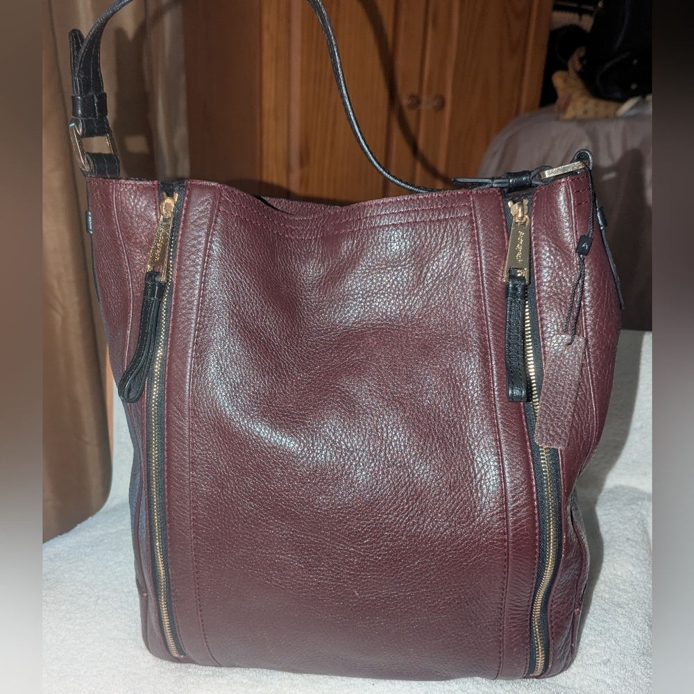 Autograph By M&S Rich Aubergine Pebbeld Leather Shoulder Bag